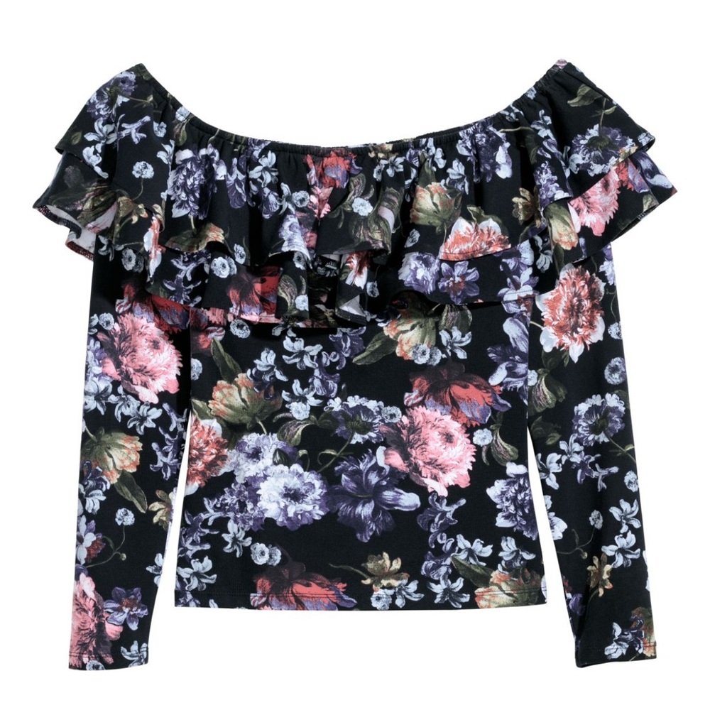 Off-The-Shoulder Floral H&M Top